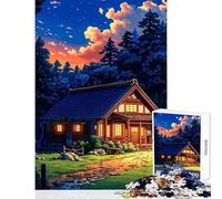 Adults Puzzles 1000 Piece Jigsaws Cozy Cottage in The Woods Practical Game Staycation Kill Time Anti-Stress Toys Artists' Collection, Fine Arts (50X75cm)