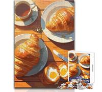 Adults Puzzles 1000 Piece Jigsaws Croissant Breakfast Still Life Toy Intellectual Game A Work of Art Educational Toy Size 50x75cm
