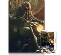 Adults Puzzles 1000 Piece Jigsaws Cthulhu Driving A Chopper Peaceful Relaxing Leisure Pursuit Ideal Accurate Cut Play Craft Toy Size 50x75cm