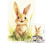 Adults Puzzles 1000 Piece Jigsaws Cute Bunny in Grass Practical Game Staycation Kill Time Anti-Stress Toys Artists' Collection, Fine Arts (50X75cm)