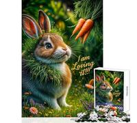 Adults Puzzles 1000 Piece Jigsaws Cute Bunny with Carrots Practical Game Staycation Kill Time Anti-Stress Toys Artists' Collection, Fine Arts (38X26cm)