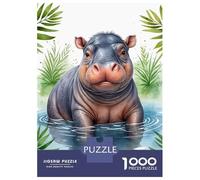 Adults Puzzles 1000 Piece Jigsaws Cute Hippo Watercolor Jigsaw for Adults Family Games Pattern Assembly Difficult And Challenge 52x38cm/1000pcs