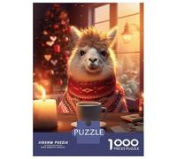 Adults Puzzles 1000 Piece Jigsaws Cute Morning Coffee Llama Jigsaw Puzzle Anti-Stress Toys A Work of Art Unique Gifts for Birthday And Christmas 38x26cm/1000pcs