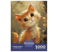 Adults Puzzles 1000 Piece Jigsaws Cute Orange Cat Puzzle for Adults Relaxing Games Enhance Memory Unique Gifts for Birthday And Christmas 38x26cm/1000pcs