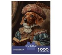 Adults Puzzles 1000 Piece Jigsaws Dachshund Noble Scholar Renaissance Dog Portrait Jigsaw Puzzle Anti-Stress Toys A Work of Art Unique Gifts for Birthday And Christmas 70x50cm/1000pcs