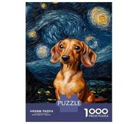Adults Puzzles 1000 Piece Jigsaws Dachshund Starry Night Puzzle for Adults Toy Wall Decor Presents for Women Unique Gifts for Birthday And Christmas 52x38cm/1000pcs