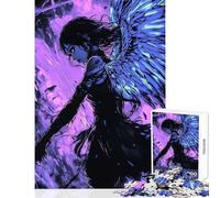 Adults Puzzles 1000 Piece Jigsaws Dark Angel with Wings Jigsaw Puzzles 1000 Practical Game Great Gifts And Toys Staycation Kill Time (38x52cm)