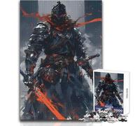 Adults Puzzles 1000 Piece Jigsaws Dark Knight Warrior with Swords Peaceful Relaxing Leisure Pursuit Ideal Accurate Cut Play Craft Toy Size 38x26cm