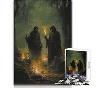 Adults Puzzles 1000 Piece Jigsaws Dark Ritual Peaceful Relaxing Leisure Pursuit Ideal Accurate Cut Play Craft Toy Size 38x52cm