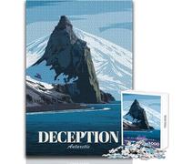 Adults Puzzles 1000 Piece Jigsaws Deception Island, Antarctica Travel Poster Toys Educational Games Difficult Hard Gift Birthday Size 38x26cm