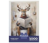 Adults Puzzles 1000 Piece Jigsaws Deer Reading The Paper Jigsaws for Adults Toy Wall Decor Difficult Challenge Difficult And Challenge 52x38cm/1000pcs