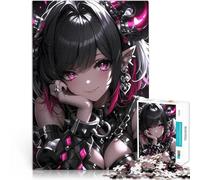 Adults Puzzles 1000 Piece Jigsaws Demon Anime Girl with Pink Highlights Stress Relief Toys Secret Santa Gifts 50x70cm