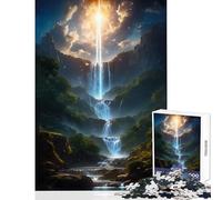 Adults Puzzles 1000 Piece Jigsaws Divine Light Waterfall Educational Toy Gifts Ideas for Educational Game Improving Love between Couples Size 38x52cm