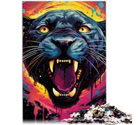 Adults Puzzles 1000 Piece Jigsaws doodle black panther Puzzle Artwork 26x38cm Educational Game for Birthday Chrismas for ages 14+