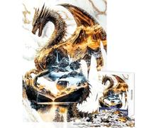 Adults Puzzles 1000 Piece Jigsaws Dragon of Eternal Dawn Practical Game Pattern Assembly Anti-Stress Toys Fun at Home Activities, (50x75cm)