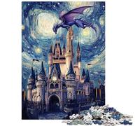 Adults Puzzles 1000 Piece Jigsaws Dragon Over The Castle Impossible Game Presents for Women Home Decoration Toys Birthday And Unique Gifts Size 38x26cm