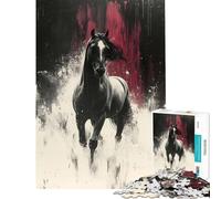 Adults Puzzles 1000 Piece Jigsaws Dramatic Horse Portrait with Abstract Background for Birthday, Chrismas Stress Reliever Fun Games for 14+ Puzzle Game Offered (50x75cm)