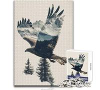 Adults Puzzles 1000 Piece Jigsaws Eagle Mountain Double Exposure Peaceful Relaxing Leisure Pursuit Ideal Accurate Cut Play Craft Toy Size 50x75cm