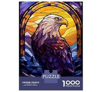 Adults Puzzles 1000 Piece Jigsaws Eagle Stained Glass Adult Jigsaw Puzzle Relax Games Precision Cutting Difficult And Challenge 70x50cm/1000pcs