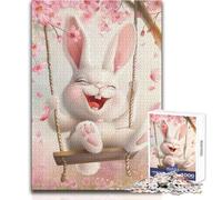 Adults Puzzles 1000 Piece Jigsaws Easter Bunny On A Swing Peaceful Relaxing Leisure Pursuit Ideal Accurate Cut Play Craft Toy Size 50x75cm