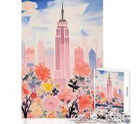 Adults Puzzles 1000 Piece Jigsaws Empire State Building Watercolor Educational Toy Gifts Ideas for Educational Game Improving Love between Couples Size 38x26cm