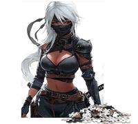Adults Puzzles 1000 Piece Jigsaws Female Ninja Warrior with White Hair for Birthday, Chrismas Enhance Memory Family Game Suitable for Ages 14 And Up (50x75cm)