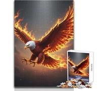 Adults Puzzles 1000 Piece Jigsaws Fiery Eagle Soaring Through Sky Peaceful Relaxing Leisure Pursuit Ideal Accurate Cut Play Craft Toy Size 50x75cm