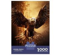 Adults Puzzles 1000 Piece Jigsaws Fire Flames Bald Eagle USA Puzzles for Adults Family Games Home Decoration for Is Ideal As A Gift 52x38cm/1000pcs