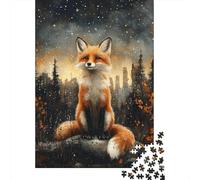 Adults Puzzles 1000 Piece Jigsaws Fox Art Print-1 Puzzle for Adults Fun Games Staycation Kill Time Parent-child Interaction 52x38cm/1000pcs