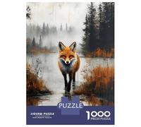 Adults Puzzles 1000 Piece Jigsaws Fox in Misty Lake Painting Puzzle for Adults Toy Wall Decor Presents for Women Unique Gifts for Birthday And Christmas 38x26cm/1000pcs