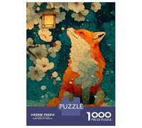 Adults Puzzles 1000 Piece Jigsaws Fox Under Lantern with Cherry Blossoms Puzzles for Adults Family Games Home Decoration for Is Ideal As A Gift 38x26cm/1000pcs