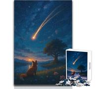 Adults Puzzles 1000 Piece Jigsaws Fox Watching A Shooting Star Peaceful Relaxing Leisure Pursuit Ideal Accurate Cut Play Craft Toy Size 50x75cm