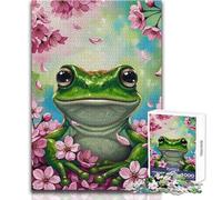 Adults Puzzles 1000 Piece Jigsaws Frog with Cherry Blossoms But Fun And Humorous Educational Game Gift Birthday (size 38x26cm)