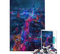 Adults Puzzles 1000 Piece Jigsaws Future Berlin Neon Cyberpunk Night Lights Puzzles for Adults Anti-Stress Toys Improve Memory for Is Ideal As A Gifts (Size 50x75cm)