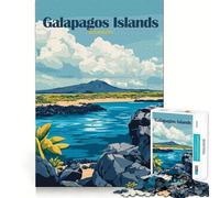 Adults Puzzles 1000 Piece Jigsaws Galapagos Islands Ecuador Travel Poster Neat Fit Decor Logic Skill Play Casual Fun Time Birthday Game Gift (38x52cm)