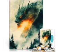Adults Puzzles 1000 Piece Jigsaws Giant Dragon in the Mist Intellektuelles Spiel einzigartiges Herausforderungsspiel75x50cm