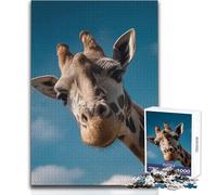 Adults Puzzles 1000 Piece Jigsaws Giraffe Portrait Against A Blue Sky Peaceful Relaxing Leisure Pursuit Ideal Accurate Cut Play Craft Toy Size 50x75cm