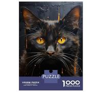 Adults Puzzles 1000 Piece Jigsaws Glowing Eyes Black Cat Art Print Puzzle for Adults Relax Games Presents for Women for Is Ideal As A Gift 70x50cm/1000pcs