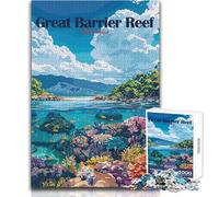 Adults Puzzles 1000 Piece Jigsaws Great Barrier Reef Australia Travel Poster Family Fun & Game Night Home Decoration Gifts Ideas Size 50x75cm