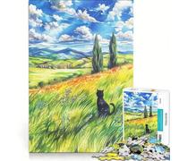 Adults Puzzles 1000 Piece Jigsaws Green Pastures, DIY Toys, For Family Fun, with Fully Interlocking Randomly Shaped Pieces 38X52CM