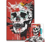 Adults Puzzles 1000 Piece Jigsaws Grunge Skull Street Art Unique Challenge Game Tough Challenge Birthday Gift (38x26cm)