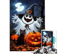 Adults Puzzles 1000 Piece Jigsaws Halloween Ghost with Jack-o'-Lantern Jigsaw 1000 Pieces Anti-Stress Toys Tough Challenge Christmas Birthday Gifts (38x52cm)