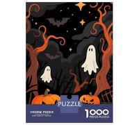 Adults Puzzles 1000 Piece Jigsaws Halloween Night Scene with Pumpkins And Ghosts Puzzles for Adults Family Games Home Decoration for Is Ideal As A Gift 52x38cm/1000pcs