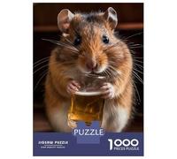 Adults Puzzles 1000 Piece Jigsaws Hamster Drinking Beer Puzzles for Adults Family Games Home Decoration for Is Ideal As A Gift 52x38cm/1000pcs