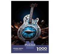 Adults Puzzles 1000 Piece Jigsaws Hand-Painted Blue Resonator Guitar Puzzle for Adults Relax Games Presents for Women for Is Ideal As A Gift 38x26cm/1000pcs