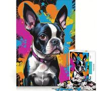 Adults Puzzles 1000 Piece Jigsaws Happy Boston Terriers, Educational Games, Challenging To Complete, Unique Birthday And Gifts 50X75CM