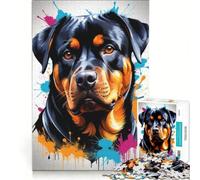 Adults Puzzles 1000 Piece Jigsaws Happy Rottweilers, Educational Games, Challenging To Complete, Unique Birthday And Gifts 38X52CM
