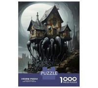 Adults Puzzles 1000 Piece Jigsaws Haunting Gothic House on Water Adult Jigsaw Puzzle Brain Teaser Game Stress Reliever for Is Ideal As A Gift 70x50cm/1000pcs
