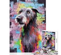 Adults Puzzles 1000 Piece Jigsaws Irish Wolfhound Graffiti Anti-Stress Toys Gifts Ideas Educational Game Decompressing Intellectual Size 50x75cm