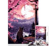 Adults Puzzles 1000 Piece Jigsaws Japan Cat Sunset Pixel Art Jigsaw for Teenagers Family Activities Parent-child Interaction Deal As Gifts for The Whole Family (38x26cm)